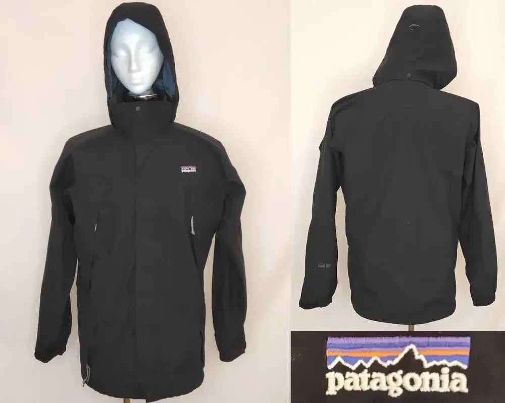 Patagonia Ski Jacket Men's Small Black Gore-tex Hooded Waterproof Winter #Z5763